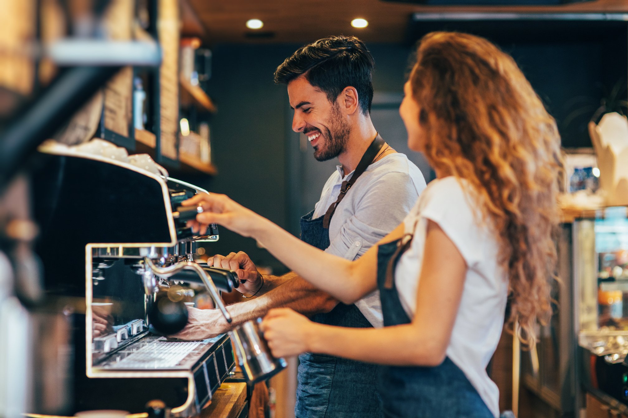 Baristas making coffee